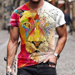 Men's T Shirts 2024 Vintage T-Shirt Printed American Plus-Size Hip-Hop Personality Lion Designed Short-Sleeved Daily Casual Clothing