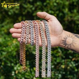 Hp hop fashion chains sterling sier moissanite 14mm baguette diamond cuban link men necklace and bracelet