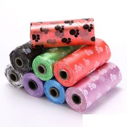 Trash Bags Pet Poop Disposable Dog Waste 10 Rolls150Pcs Degradable Printed Garbage Bag Cat Clean Up Refill Drop Delivery Home Garden Dhymk