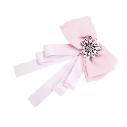 Brooches 1Pc Bowknot Brooch Shirt Bow Tie Rhinestone Corsage Decorative Breastpin Clothes Pin (Pink)