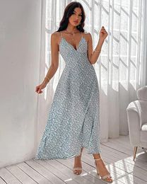 Casual Dresses 2024 Sexy Vintage Spaghetti Strap Summer Dress Slip Backless Maxi Woman Party Princess Vestidos Elegantes Para Mujer