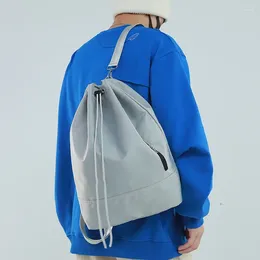 Backpack One-shoulder Women's Casual Handsome Men's Sports Riding Side Simple Drawstring Beam Mouth Messenger Bag