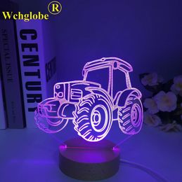 Lamps Shades Wooden 3D LED Night Light Dynamic Tractor Come Car with 7 Colours Light for Home Decoration Lamp Amazing Visualisation Optical Y240520FE7V