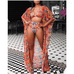 Women's Swimwear Women Sexy High Waist Short Sleeve Cover Up Bathing Suit Summer Push Beach Wear Swimsuit 2024 3 Piece Bikini Set