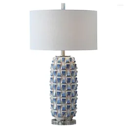 Table Lamps Blue Ceramic Lamp Large Prismatic Creative Living Room Lighting Decoration Simple Bedroom Bedside Crystal Ornaments