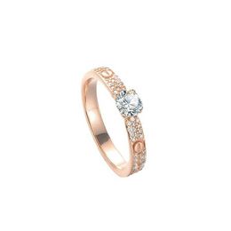 Designer Brand S925 sterling silver Mosonite ring simple and able jewelry accessory 18K rose gold non fading for women 5VOQ