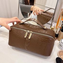 Cosmetic Bags Girls Snakeskin Pattern Makeup Pouch PU Leather Travel Skincare Bag Large Capacity Zipper Organizer Case Women Handbags