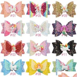 Party Favour Ups 3 Inch Girl Child Hair Bow Clip Sequin Mermaid Barrettes Hairbow Hairpin Xmas Head Accessories 12 Colours Drop Delivery Dhk9G