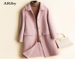 ARiby Highquality Doublesided Cashmere Coat Women039s Long Woollen Coat New 100 Pure Wool Twill Thickened Lapel Jacket Coat 24617991