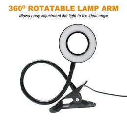 Table Lamps 360°Flexible Reading Light Eye-Caring USB Clamp Lamp For Bed Desk Workbench -A