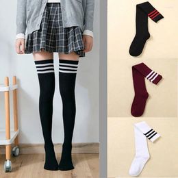 Women Socks 2 Pairs Long Fashion Striped Sexy Thigh High Nylon Stockings Breathable Over Knee School For Girls