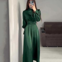 Maternity Dresses Elegant womens long skirt with pleated bandages patchwork ultra-thin lace solid vintage evening dress womens long skirt 2024 d240520