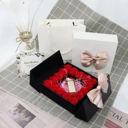 Party Decoration Boutique Artificial Flower Gift Box Black And White Double Opening Jewelry Mother's Day Supplies Brithday Wedding