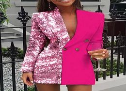 Women039 Suit Blazer Blazer Dress 2022 Autunno Mix Colore Long Maniche per Double Button Coats7406155