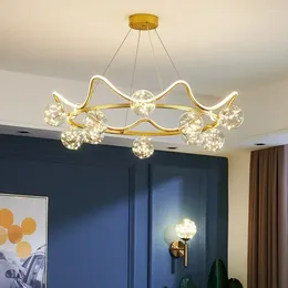 Chandeliers Modern Star Bright LED Gold Romantic Dining Room Bedroom Living Lights Glass Bubble Indoor Lighting