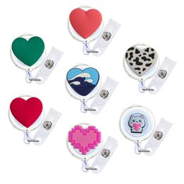 Other Labelling Tagging Supplies Love Cartoon Badge Reel Retractable Nurse Id Card Holder With Clip Cute Alligator For Students Reels N Otq24