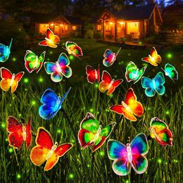 Solar powered outdoor waterproof garden decoration 6LED butterfly path light for courtyard lawn decoration 240518