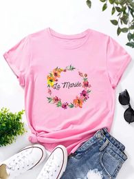 Women's T Shirts Team Short Sleeved Round Neck Top Fashion 2024 Summer Bride Wedding Party Single