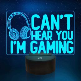 Lamps Shades Cant Hear You Im Gaming 16 Colours Changing Touch Remote Control Headset Graphic Video Games Gamer Gift 3D Illusion Lamp Y240520135N