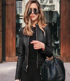 2020 Leather Jacket Women PU Leather Jacket Spring Outwear Short Black Fashion Lady Coat Cool Outwear Casual Motor ZX22906330