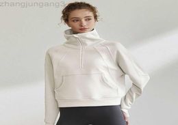 Designer Yoga Outwear Women's Half Zip Running Jacket Autumn And Winter Psh Sports Sweater Loose Warm Pullover Women White 20233190555