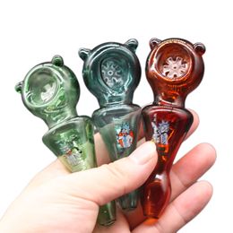 Glass Hand Pipes with Snowflake Bowl Bubbler 4 Inch Dry Herb Tobacco Smoking Spoon Dab Rig
