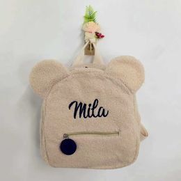 Backpacks Personalized Embroidered Teddy Bear Backpack Customized Name Portable Childrens Travel Shopping Bag Rucksack Shoulder Bag d240520