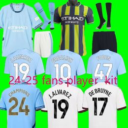 24 25 fans Player version HAALAND SOCCER JERSEYS 2023 2024 2025 MANS CITIES 4th GREALISH STERLING MAHREZ DE BRUYNE FODEN RODRIGO football shirt men kids kit uniform