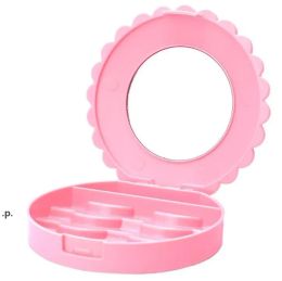 Acrylic Cute Bow False Eyelashes Eye Lashes Storage Box Makeup Cosmetic Mirror Case Organizer S5.2