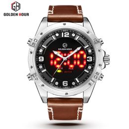 Top Brand GOLDENHOUR Mens Watch Men Quartz Sport Watch Relogio Hombre Army Waterproof Wristwatch Male Clock Relogio Masculino 201N