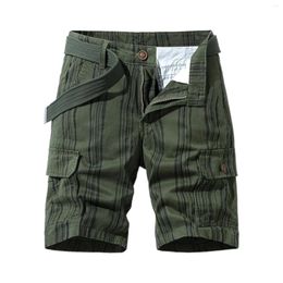 Men's Pants Cargo For Men Baggy Summer Korean Workwear Striped Shorts Five Point Casual Pantalones Casuales