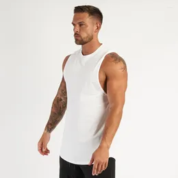 Men's Tank Tops Running Vest Gym Top Bodybuilding Fitness Men Cotton Workout Singlets O-Neck Sporting Muscle Sleeveless Shirt