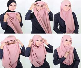 Scarves Women Jersey Double Loop Instant Hijab Femme Musulman Headwrap Islamic Headscarf Cotton Modal Shawl 1pcs 85 180cmScarves8894609