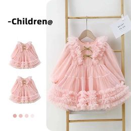 Girl's Dresses Baby girl Tutu princess dress baby and toddler butterfly puff sleeves childrens sheer Vestido Pageant party baby costume L342 d240520