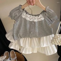 Clothing Sets 2024 Summer Set Girl Top Sweet And Elegant Cake Short Skirt Fashion Two Piece Baby Clothes