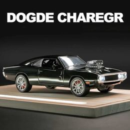 Diecast Model Cars Simulation 1 24 Dodge Charger 1970 Alloy Car Model Sound Light Collective Voiture Miniature Pullback Kids Metal Diecast Car Toy Y240520921T
