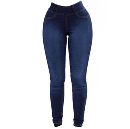 Wipalo Womens Plus Size Fashion Slim Fit Stretchy Skinny Jeans Casual Solid Denim Blue Pencil Pants Ladies Trousers 3XL Pants1458623