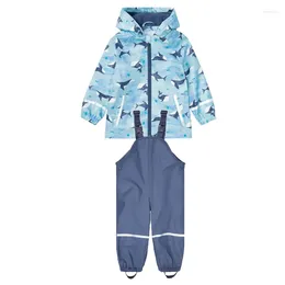 Clothing Sets 2024 Waterproof Fleece Boy Set Hooded Rain Sport Girl Suits Winter Children Costume Overalls Coat Clothes Rainwear