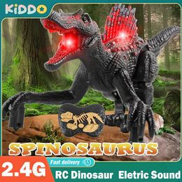 RC Dinosaur Spinosaurus Remote Control Simulate Model Sound Velociraptor 24G Intelligent for Kids Boys Girls Christmas Gift 240506