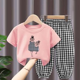 Summer Sets Children's Clothing Girls Mother Kids Toddler Cute Fashion Cotton T-shirt Top Pants 2pcs Baby Girl Clothes L2405 L2405