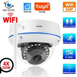 Wireless Camera Kits Tuya Smart Life 5MP HD WiFi Security External Dome Camera Waterproof Wireless Home Ceiling IP Camera Video Monitoring System J240518