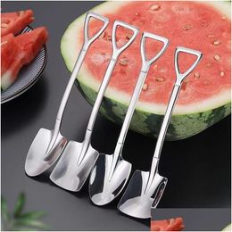 Spoons Stainless Steel Watermelon Spoon Shovel Kitchen Dinnerware Shovels Children Dessert Cake Ice Cream Scoop Fruit Salad Scoops Dro Dh1Fa