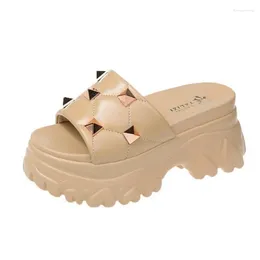 Slippers Summer Women Flip-Flops Beach Shoes Ladies Wedge Heels Woman High Platform White Outside Sandals