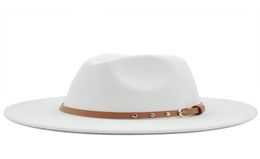 Wide Brim Hats Women Men Wool Felt Tassel Jazz Fedora Panama Style Cowboy Trilby Party Formal Dress Hat Large Size Yellow White a75357194