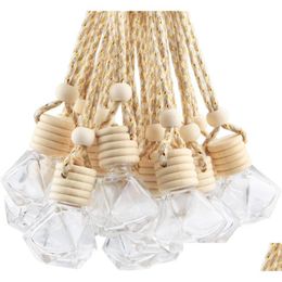 Perfume Bottles Wholesale 5Ml 6Ml 8Ml 10Ml 15Ml Hanging Car Air Freshener Diffuser Empty Refillable Clear Glass Bottle Per Essential O Dhduy