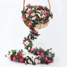 Decorative Flowers Rose Artificial Vine Garland Silk Flower Outdoor Garden Wall Decor Wedding Home Christmas Decoration