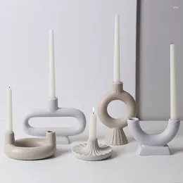Candle Holders Ceramic Tubular Candlestick Abstract Irregular Home And Living Room Decoration Wedding Centre Table Bracket