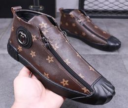 Mocassini in pelle di alta qualità stivali a molla con cerniera Top Casual Board Show Shoe Scarpe Flat Zapatillas Hombre V1173391660