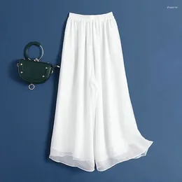 Women's Pants White Yarn Chiffon Dancing Double-Layer Wide Leg Dropped Spring Summer Autumn Casual