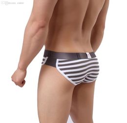 WholeSexy Gay Men Underwear Stripe Panties Brand Underwears High Quality Breathalbe Boxers Men Shorts Brand Mens Clothing5569277